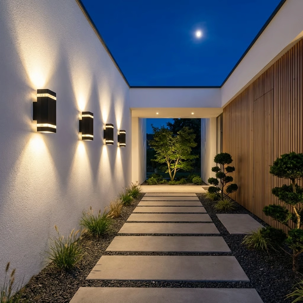 Apliques de Pared Exterior Moderno Bidireccional Aluminio Negro IP54