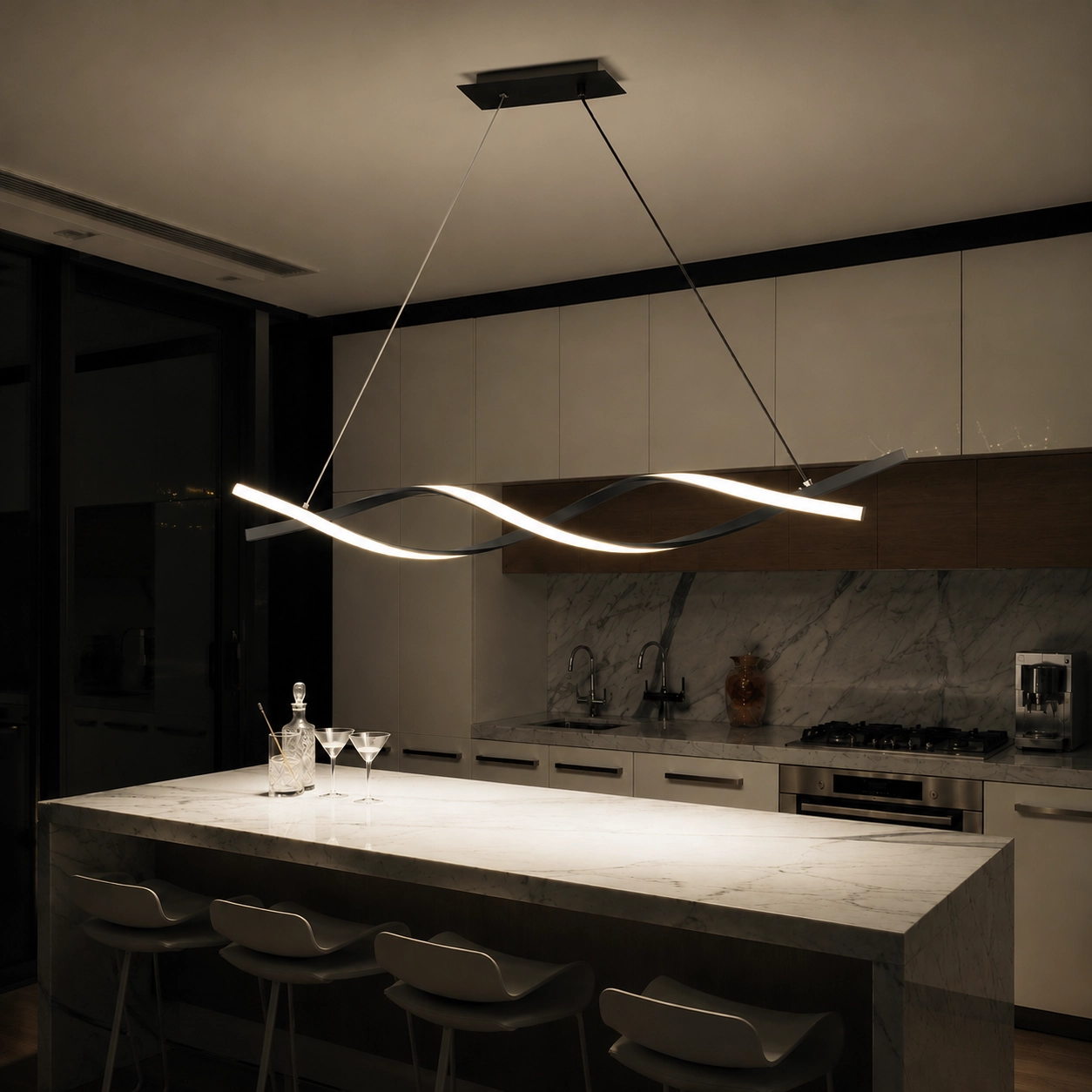 Colgante LED Negro Lineal