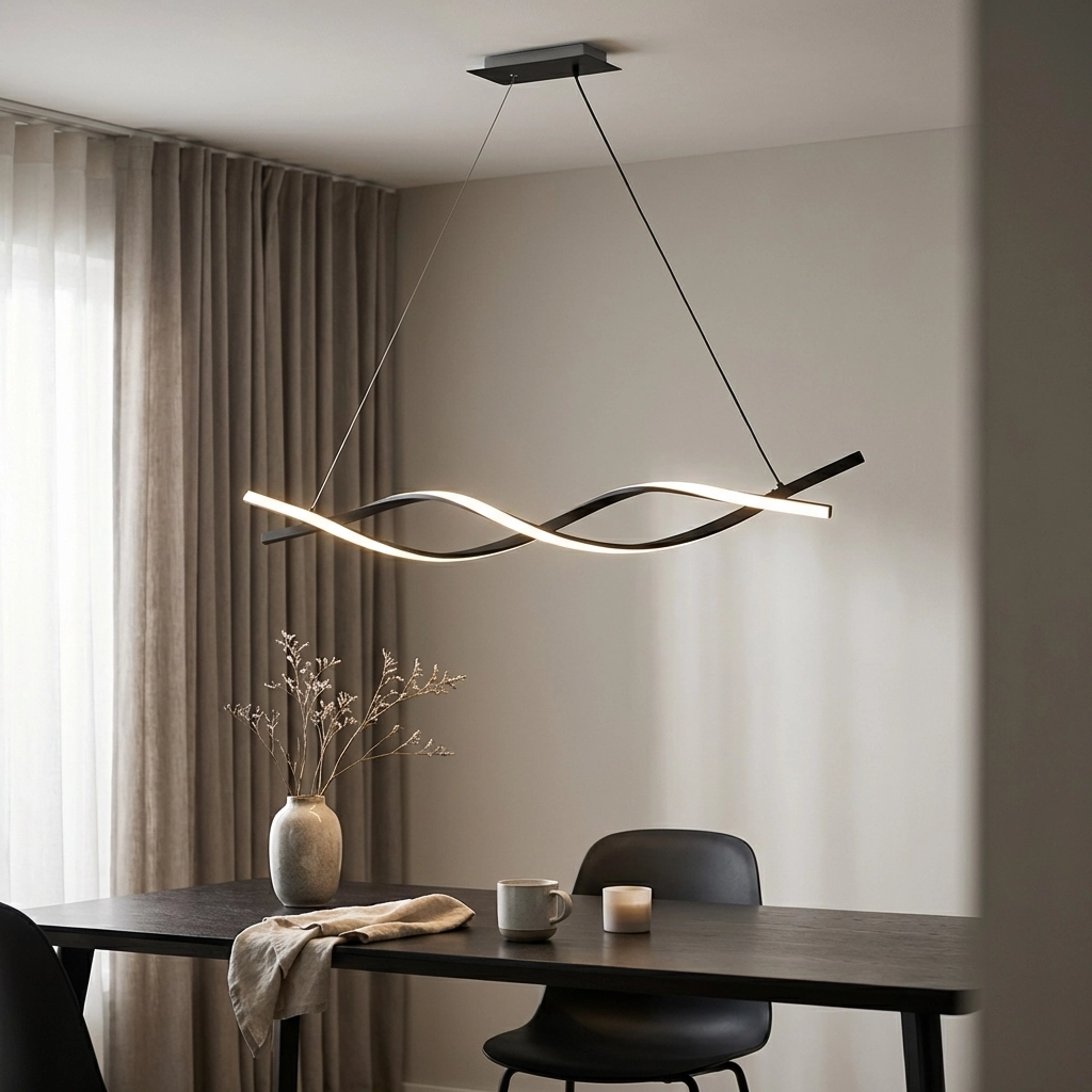 Colgante Negro Moderno 120cm Luz Calida 3000K Diseno Elegante