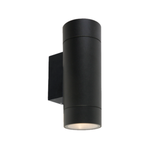 Aplique de pared exterior bidireccional negro de aluminio. Diseño moderno.