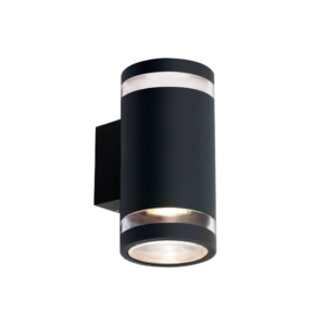 Aplique de pared exterior moderno de aluminio negro, con iluminación bidireccional