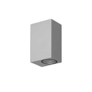 Aplique de pared exterior moderno de aluminio gris, unidireccional, ideal para iluminación exterior con protección IP54.