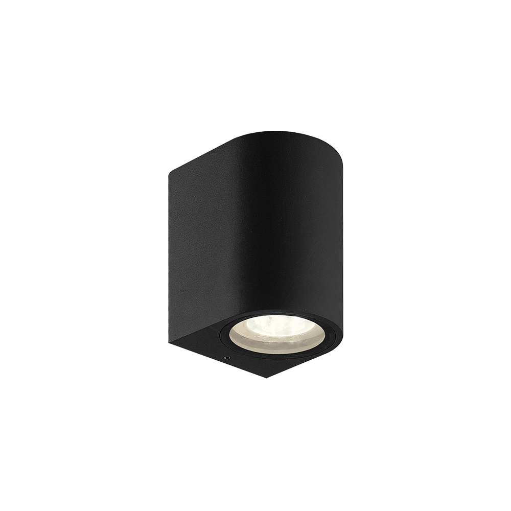 Aplique de pared exterior moderno negro de aluminio, unidireccional con foco GU10.