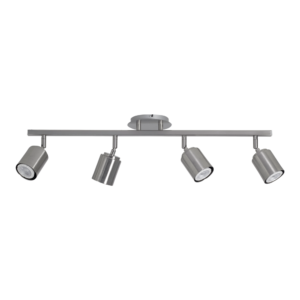 Aplique de techo moderno de metal platil con 4 focos GU10/GZ10 en un barral de 65cm.