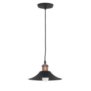 Lámpara Colgante PADUA 1 Luz E-27 | Estilo Industrial | Metal Negro y Cobre | Ø222mm x H115mm - Image 3