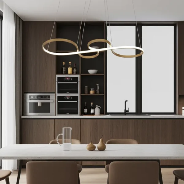 Colgante Finalborgo — Aros dorados LED integrado — Detalle | Lampamac