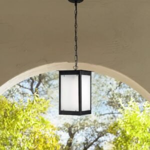 Farol de hierro grande para exteriores estilo vintage con vidrio arenado