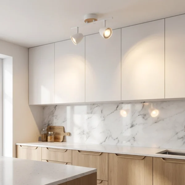Plafón Cascais — Doble orientable acero simil madera GU10 — Ambiente | Lampamac