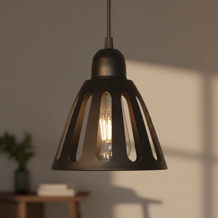 Colgante ALICANTE de metal color negro, estilo industrial, ideal para cocinas, comedores, dormitorios y salas de estar. Tiene un diámetro de 16.5 cm y una altura de 17.5 cm.