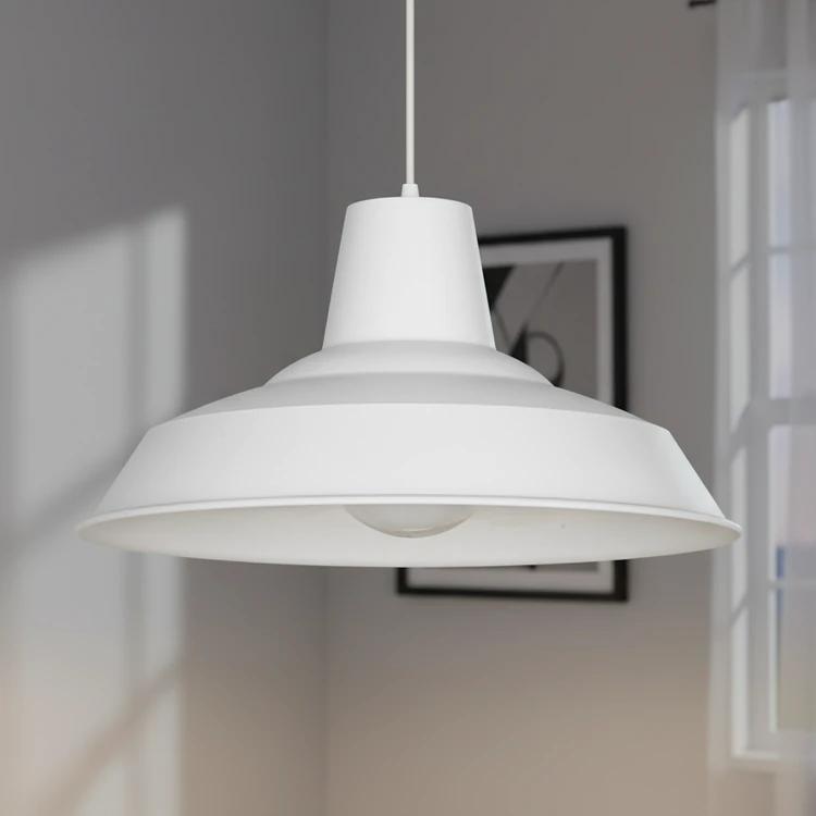 Lámpara colgante blanca estilo industrial BADAJOZ. Ideal para cocina, comedor o dormitorio.