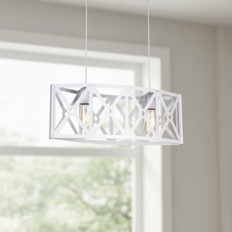 Colgante BADALONA de metal color blanco, dos luces, estilo moderno, ideal para comedor o cocina.