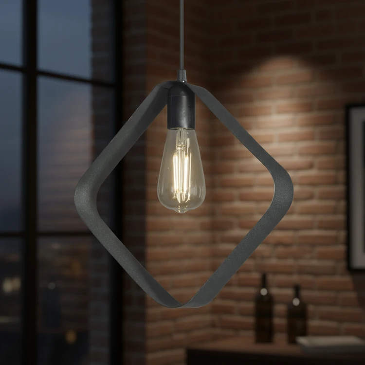Colgante CARPI de chapa 290x290mm, estilo industrial para comedor, dormitorio o living.