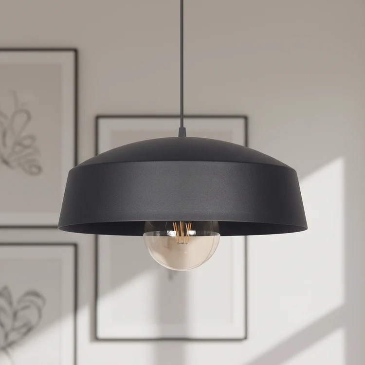 Lámpara colgante CHIETI de metal negro. Ideal para comedor o cocina.