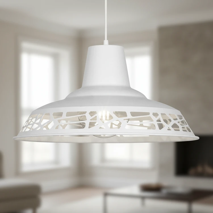 Colgante DIJON blanca de metal, estilo moderno, ideal para cocina, comedor o living.