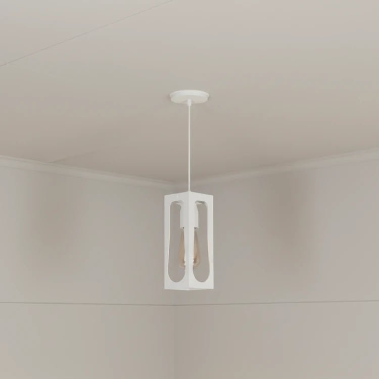 Colgante FANO de metal blanco de estilo minimalista, ideal para cocinas, comedores y dormitorios.