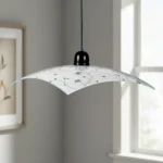 Lámpara Colgante FOGGIA 35x35cm | Moderna | Vidrio con Diseño Floral | Capuchón Negro