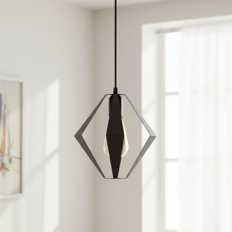 Colgante GELA de chapa negra estilo industrial. Ideal para cocina, comedor o dormitorio.