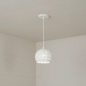 Colgante GETAFE blanco de 15cm de diámetro, estilo moderno, ideal para comedor o cocina.