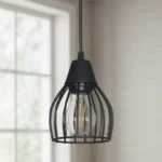 Lámpara colgante JAULA de hierro color negro, estilo industrial. Ideal para comedor o cocina.