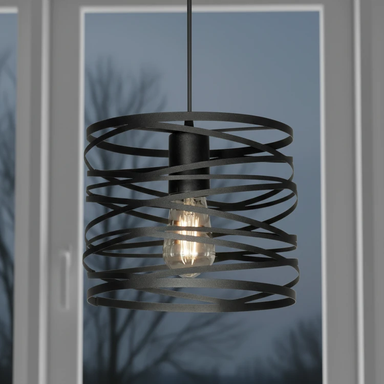Colgante LECCE de chapa negra, estilo moderno, ideal para comedor, dormitorio o living.