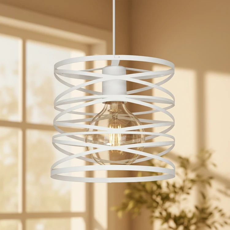 Colgante LECCE de chapa blanca, diseño moderno ideal para comedor o cocina.