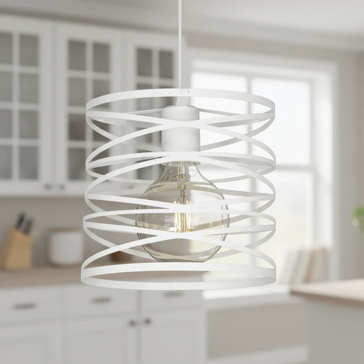Colgante LECCE de chapa blanca, diseño moderno ideal para comedor, dormitorio u oficina.