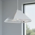 Colgante LERMA de metal blanco, estilo moderno, ideal para cocinas, comedores y dormitorios.