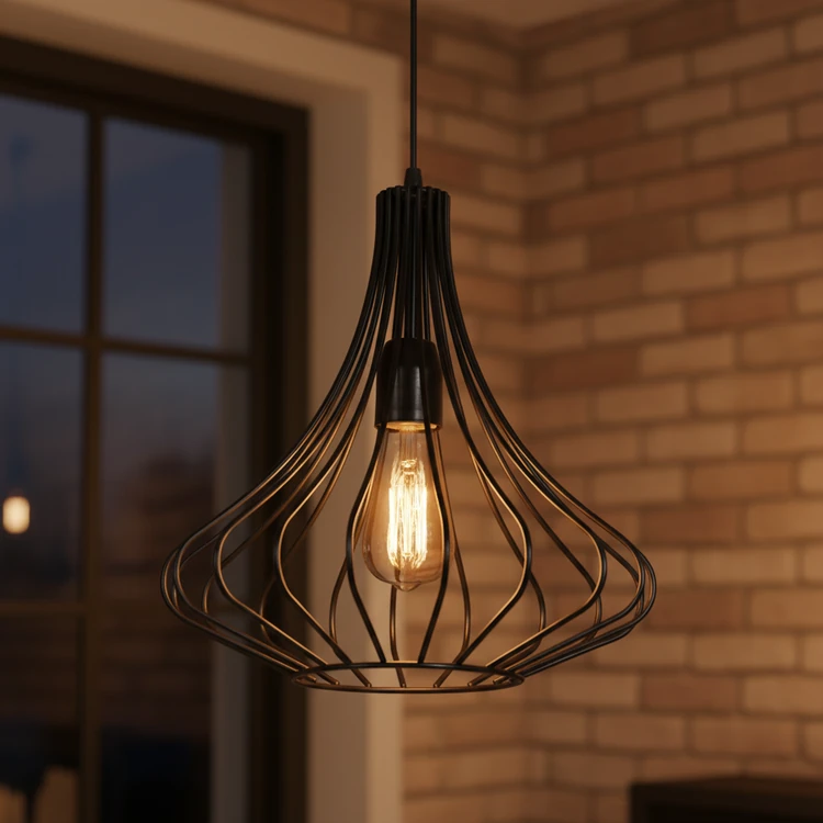 Lámpara colgante LUGO de hierro estilo industrial. Ideal para cocinas, comedores, dormitorios o living.