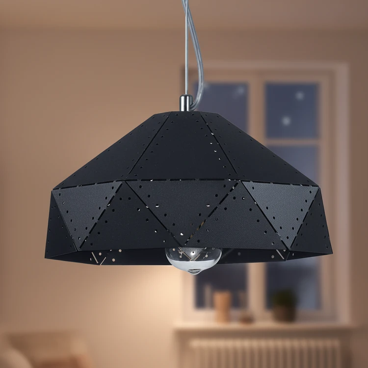 Colgante MALTA negra Ø320 mm. Lámpara colgante moderna ideal para cocina, comedor, dormitorio o living.