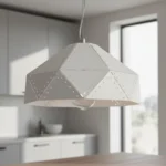 Colgante MALTA de metal blanco estilo industrial, 32 cm de ancho. Ideal para cocinas, comedores y dormitorios.