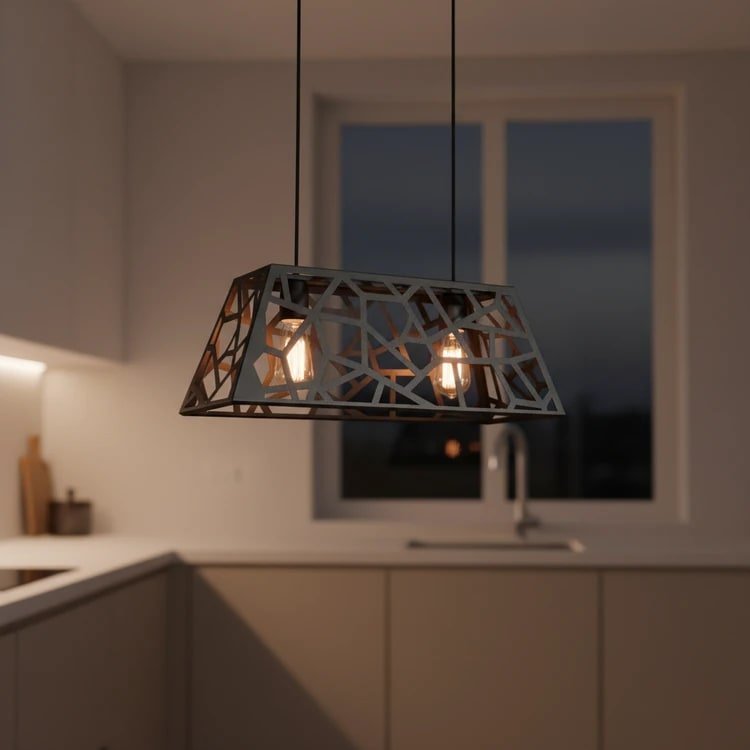 Colgante MERIDA de 2 luces, diseño moderno de metal para cocina, comedor o dormitorio.