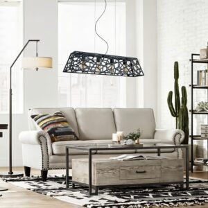Colgante MERIDA de 4 luces, diseño moderno de metal, ideal para comedor o living.