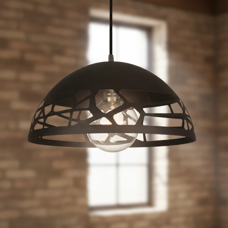 Colgante OVIEDO de chapa negra, diseño moderno ideal para cocina, comedor o dormitorio.