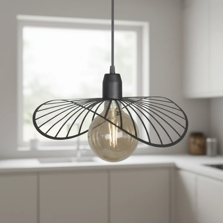 Colgante POTENZA de metal negro, diseño moderno ideal para comedor, dormitorio o living.