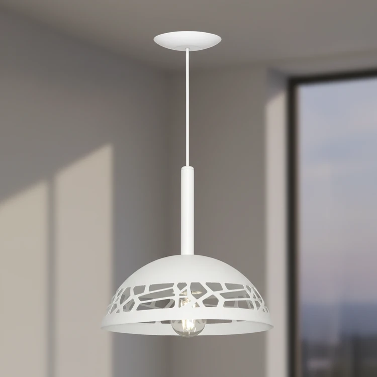 Colgante TREVISO de chapa blanca. Lámpara colgante moderna de diseño para interiores.