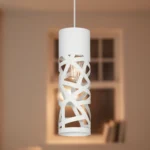 Colgante TUBO 1 blanco moderno para comedor, dormitorio u oficina