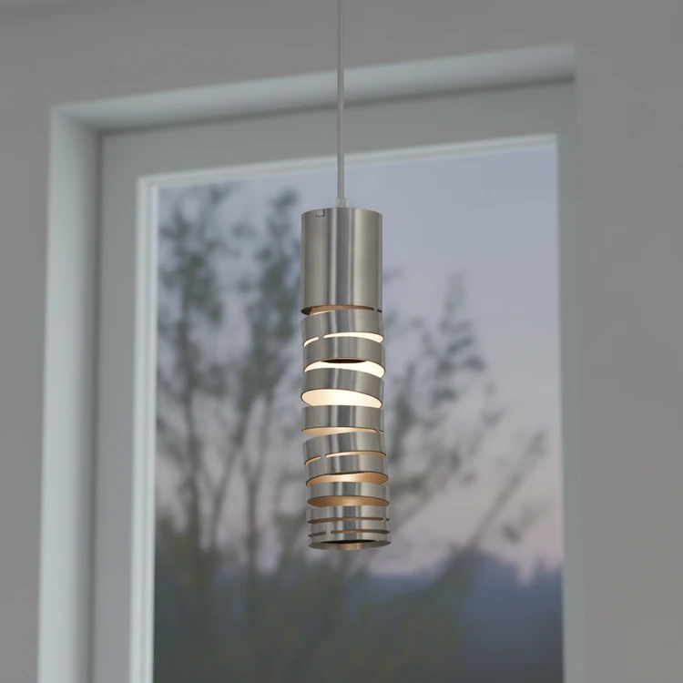 Colgante TUBO 1 de acero, diseño moderno ideal para cocinas, comedores y dormitorios.