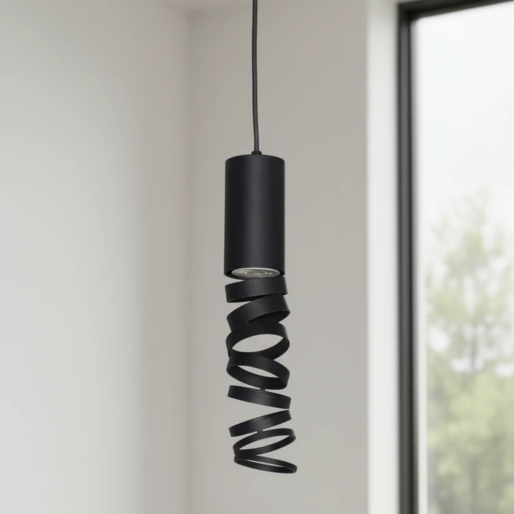 Lámpara colgante TUBO 1 negra de metal, estilo moderno. Ideal para cocina, comedor o dormitorio.