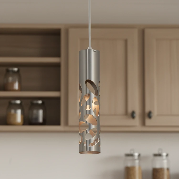 Colgante TUBO 3 de acero, estilo moderno, ideal para cocina, comedor o dormitorio.
