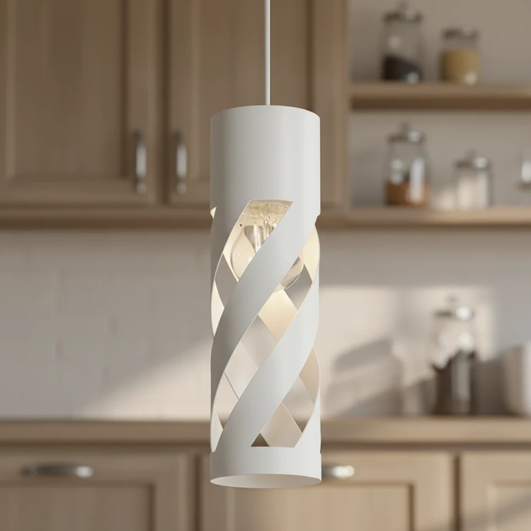 Colgante TUBO 3 blanco moderno, ideal para comedor o cocina.