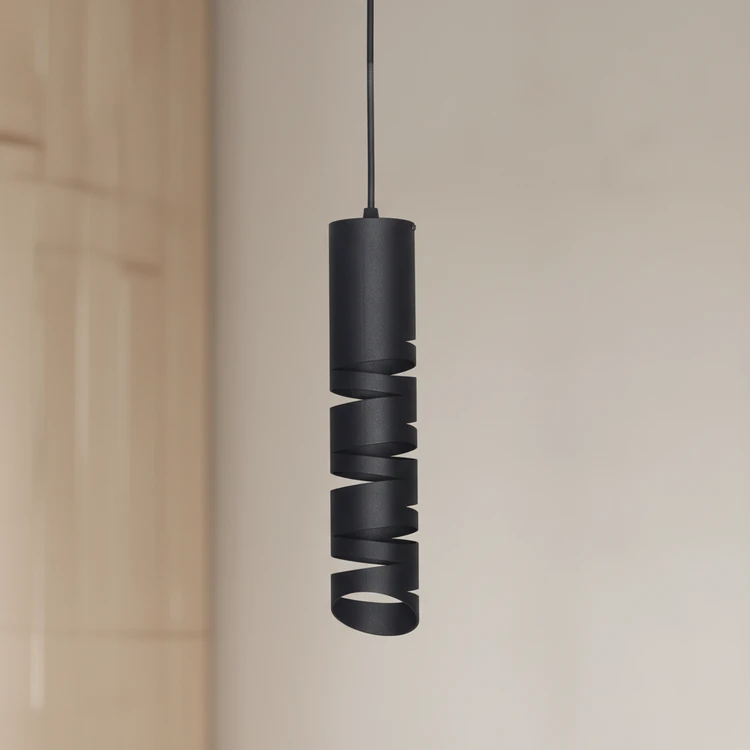 Lámpara colgante negra TUBO 4, diseño moderno ideal para cocina, comedor o dormitorio.