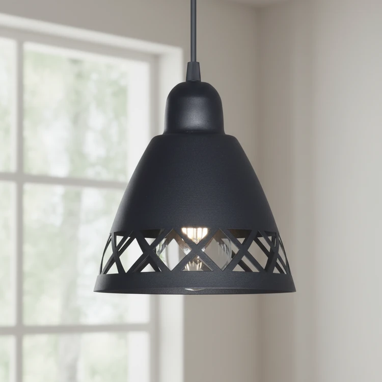 Colgante VITORIA negra de metal estilo industrial. Ideal para comedor o cocina.