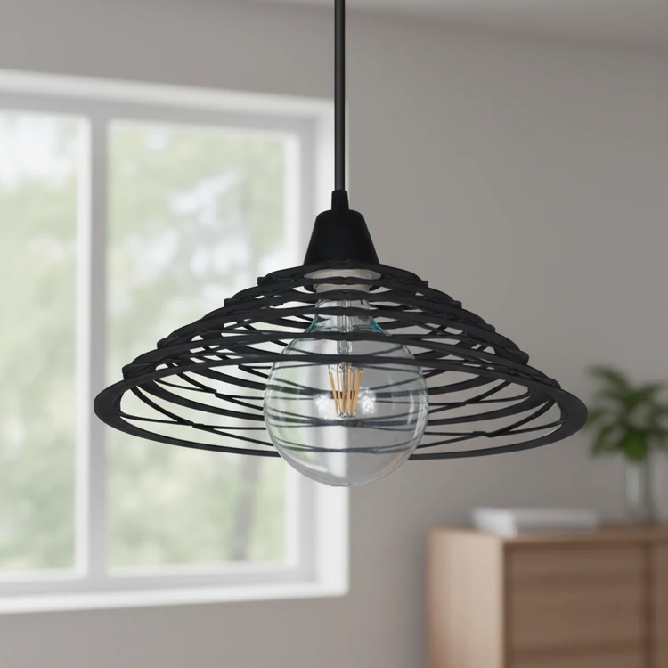 Colgante YORK de chapa negra Ø 37 cm. Lámpara colgante moderna ideal para living, comedor, dormitorio o cocina.