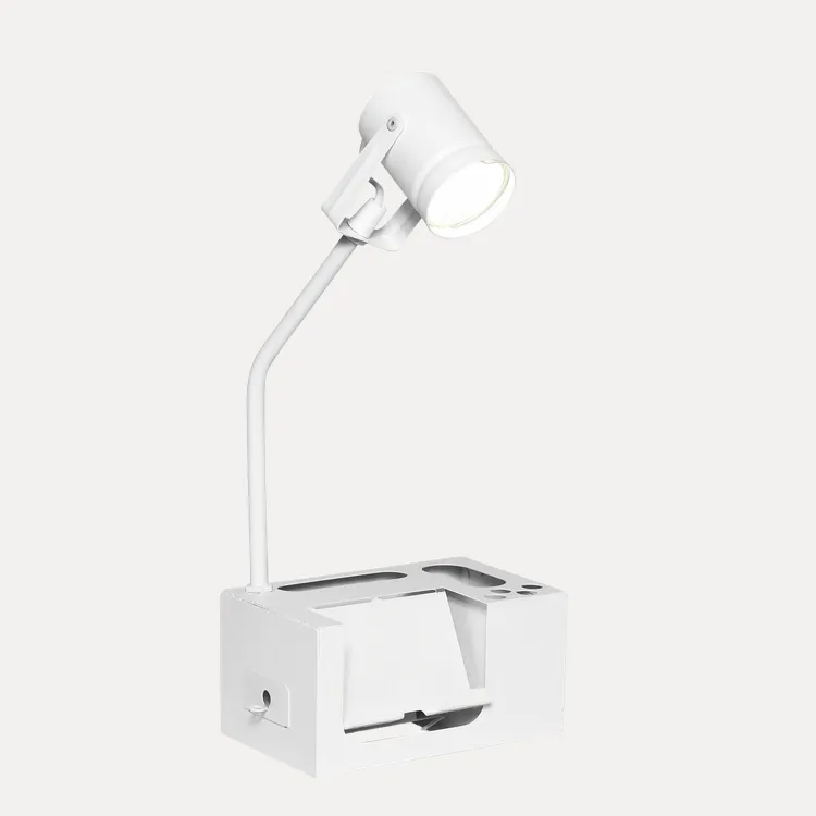 Velador PAVIA blanco moderno, ideal para dormitorio u oficina. 1xGU-10, 380mm de alto.