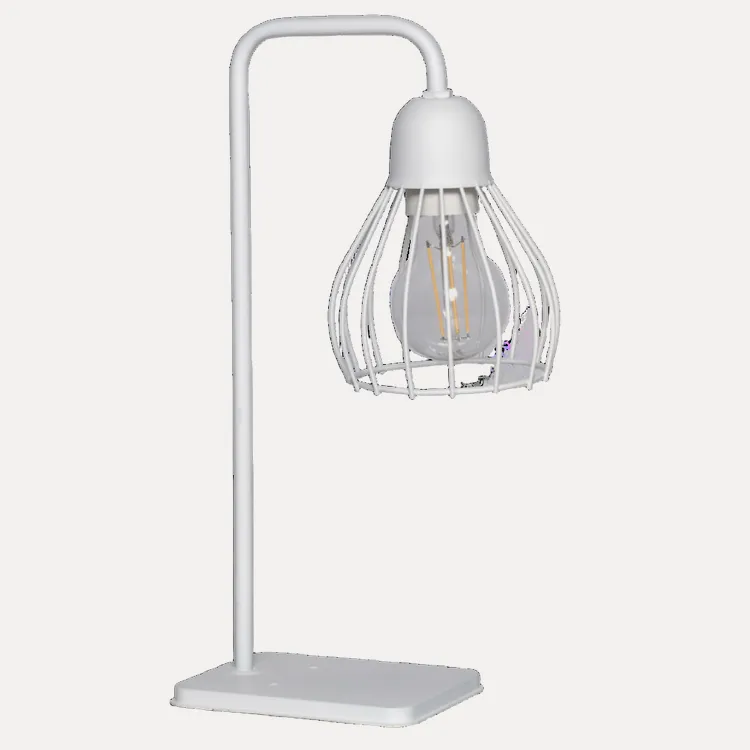 Velador PORTO jaula blanco moderno para dormitorio, oficina o living
