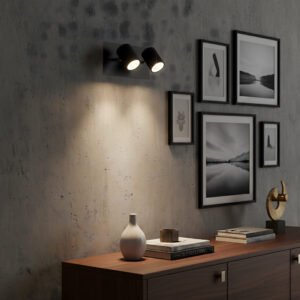 Aplique De Pared Bergen Doble Spot Moderno en Acero Negro (GU10) - Image 3