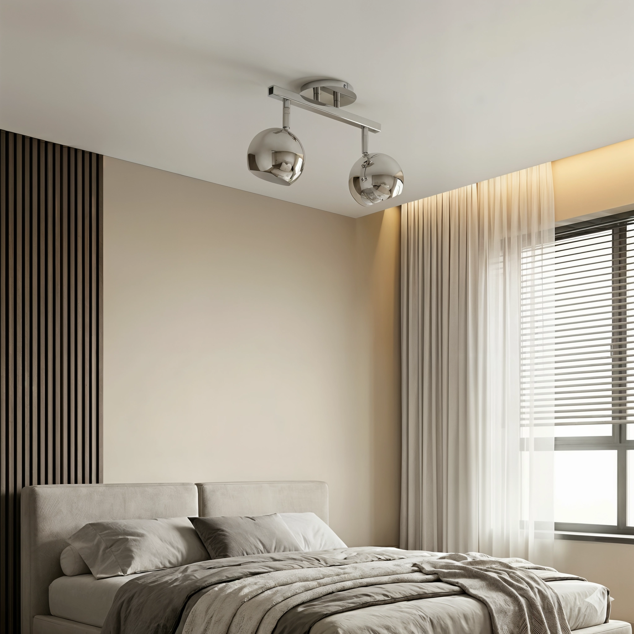 Aplique Techo Moderno 2 Luces Orientables Cromo para Interiores