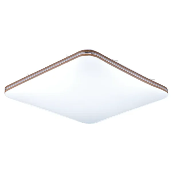 Plafón Arroios — Cuadrado aluminio simil madera LED — Detalle | Lampamac