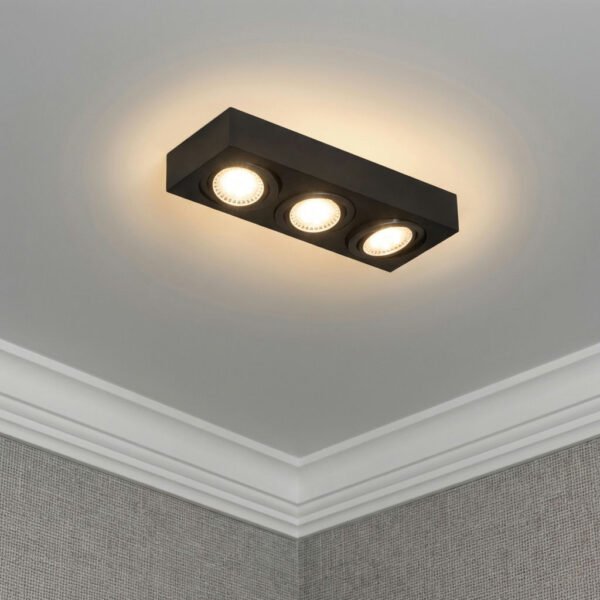 Plafón Aventino — Lineal moderno metal GU10 — Instalado | Lampamac