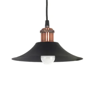 Lámpara Colgante PADUA 1 Luz E-27 | Estilo Industrial | Metal Negro y Cobre | Ø222mm x H115mm - Image 2